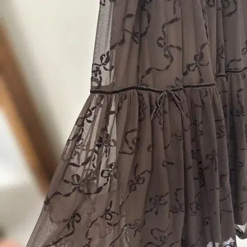 브라운 꽃무늬 시어 롱 스커트 미사용품
