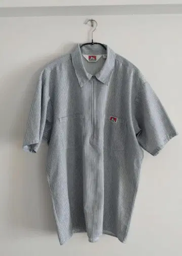 90s 미국산 BEN DAVIS 하프 지퍼 반팔 워크 셔츠 M