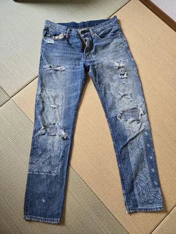 랄프 로렌 데미지 가공 스트레이트 데님