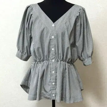 스나이델 V넥 블라우스 튜닉 페플럼 탑 F