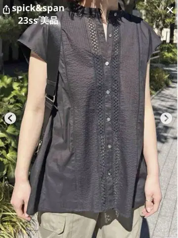 spick&span 케미컬 레이스 스탠드 카라 블라우스
