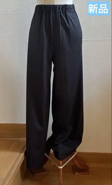 새상품 냉감 와이드 팬츠 가우초 블랙 스트라이프