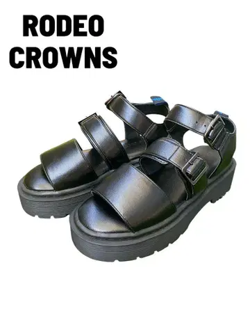 RODEO CROWNS 블랙스 스포츠 샌들 통굽