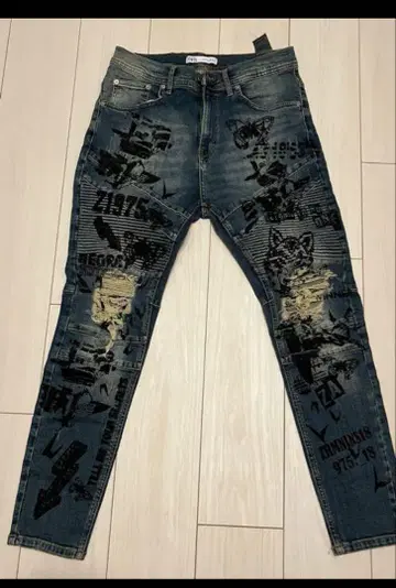 ZARA 데미지 가공 데님 팬츠 USA 32