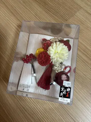 일본풍 머리 장식 꽃 장식 빨간색 옐로우 컬러 화이트