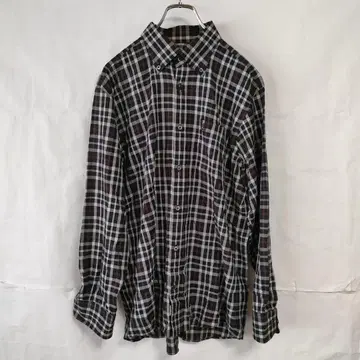 DAKS 닥스 긴팔 체크 무늬 셔츠 로고 블랙 브라운 LL