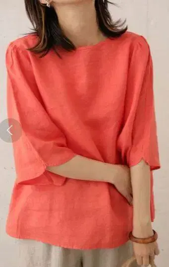 어반 리서치 도어스 린넨 튤립 블라우스 튜닉 오렌지