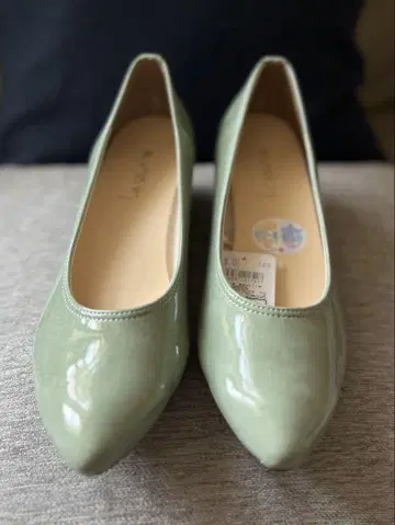 새상품 그린 스틸레토 웨지 힐 23.0cm