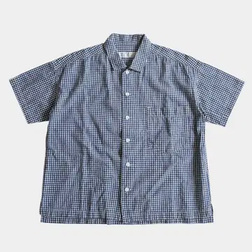 NATURAL LAUNDRY 스퀘어 깅엄 체크 반팔 셔츠 박스