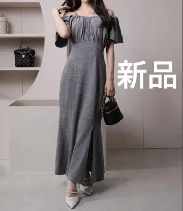 미사용 새상품 2way 오프숄더 머메이드 원피스 립 서비스 그레이