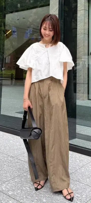 fosie 린넨 라이크 와이드 팬츠 베이지