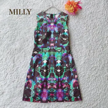 MILLY 밀리 [XS] 슬리브리스 무릎 기장 원피스 화려한 컬러풀