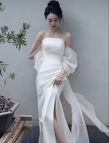 화이트 오프숄더 웨딩 드레스 wedding