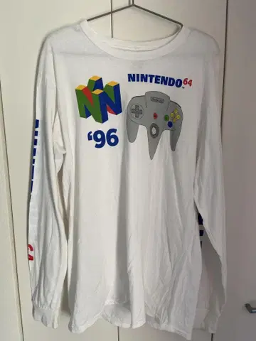 Nintendo 64 긴팔 티셔츠 롱티 게임 화이트
