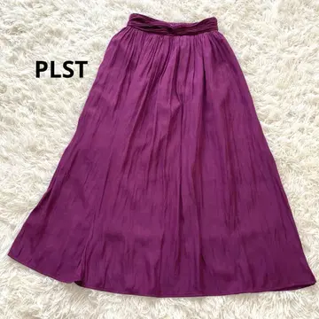 PLST 플라스테 파우더 새틴 개더 맥시 스커트 퍼플
