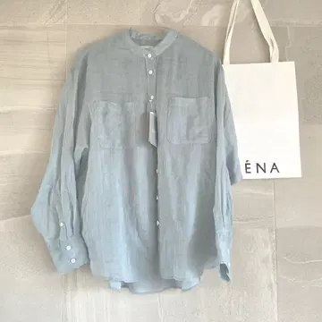 IENA 택 포함 새상품 라미 밴드 카라 셔츠 색스 블루 38