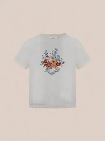 FOUND 꽃무늬 자수 티셔츠