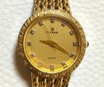 [작동품] CYMA 810 여성용 손목시계 쿼츠 골드 컬러