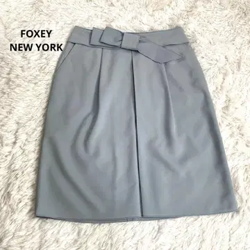 FOXEY NEW YORK 폭시 뉴욕 무릎 기장 스커트 리본 블루