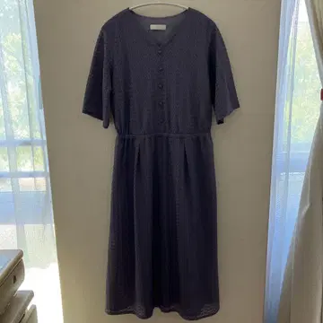 any SiS 반팔 A라인 원피스 다크 퍼플