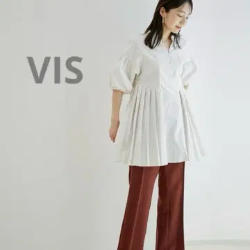 VIS 펄 버튼 플리츠 튜닉 아이보리