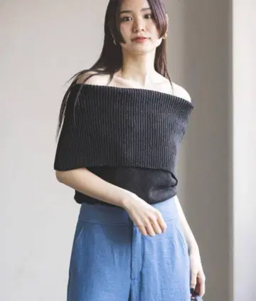 [ 새상품급 ] NOBLE 노블 페이퍼 얀 오프숄 풀오버