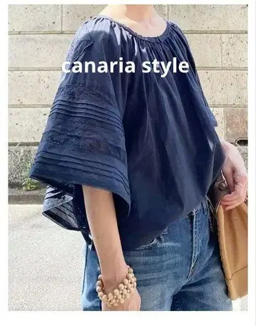 Canaria Style 레이스 & 핀턱 돌먼 블라우스 (이너 포함) 2