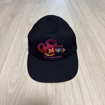 Disney 미키 매니아 캡 모자 블랙 자수 빈티지 90's