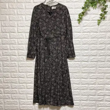 마이 발렌타인 (F) 도트 무늬 원피스 백 지퍼 플레어 롱 긴팔