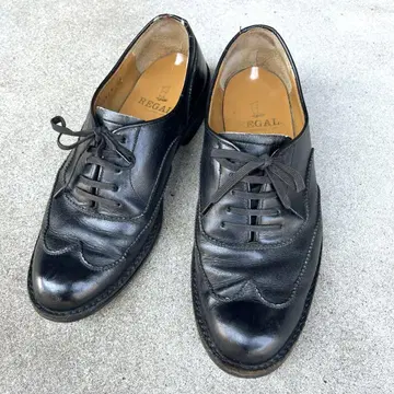 90sREGAL 리걸 블랙 윙 칩 가죽 신발 25cm