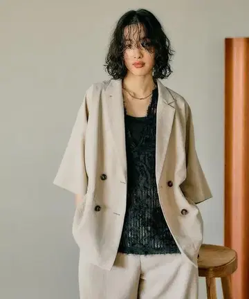 LEPSIM 렙심 새상품 린넨라이크 테일러드 자켓 베이지