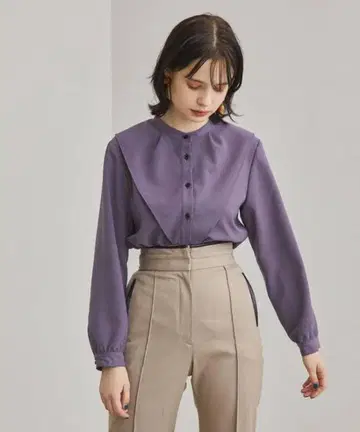 UNITED TOKYO 케이프 칼라 블라우스 퍼플 사이즈: 0