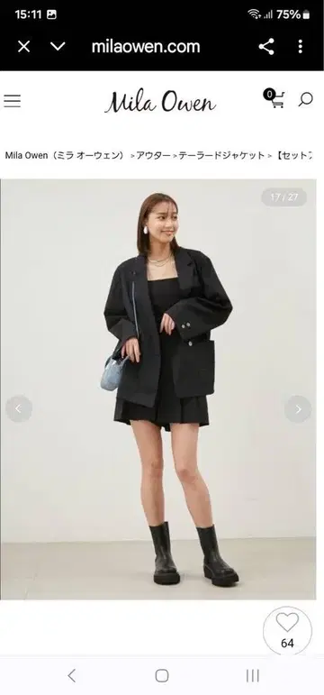 Mila Owen 스트레치 시어 더블 자켓