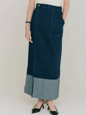 BLUE x PALANG SLIT LONG DENIM SKIRT