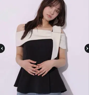 Rirandture 오프숄더 리본 페플럼 탑 S