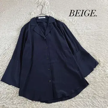 BEIGE, 베이지 온워드 셔츠 블라우스 오픈 카라 네이비