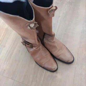 ROSEBAD 브라운 가죽 롱 부츠 버클 포함 Vintage