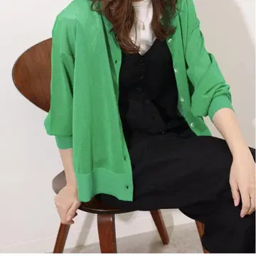 워셔블 크롭 가디건 그린