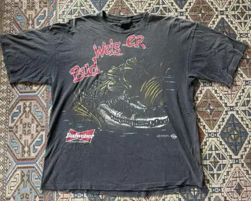 90s Budweiser 버드와이저 티셔츠 악어 개구리 페이드 블랙
