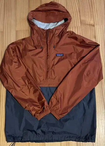 Patagonia 방수 나일론 자켓 후드 부착 빨간색 그레이