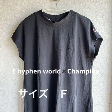 하이픈 x Champion 콜라보 블랙 슬리브리스 원피스