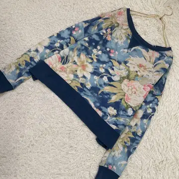 POLO RALPH LAUREN 꽃무늬 니트 블루 M 올 패턴 산뜻함