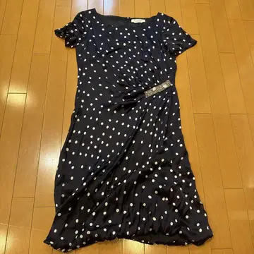 MARINA RINALDI 네이비 도트 반팔 원피스