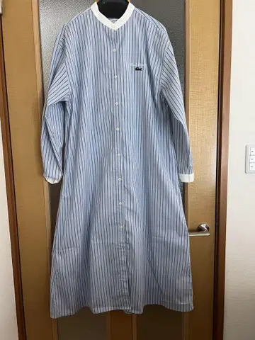 LACOSTE 셔츠 원피스 파랑 화이트 스트라이프