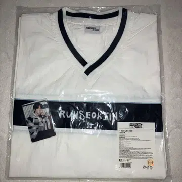BTS RUNSEOKJIN JAPAN V넥 티셔츠 화이트 진 사이즈