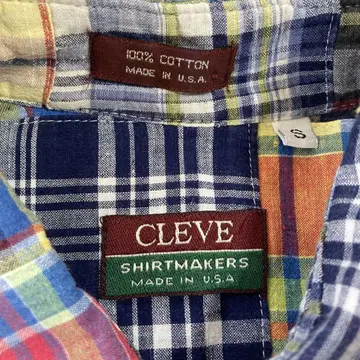 90s CLEVE SHIRTMAKERS 반팔 패치워크 체크 셔츠