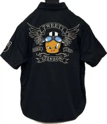 VANSON x Looney Tunes 사가라 자수 반팔 셔츠 L