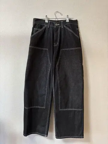 stitch point detail black pants
