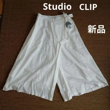 Studio Clip 화이트 말아 올린 가우초 팬츠 새상품