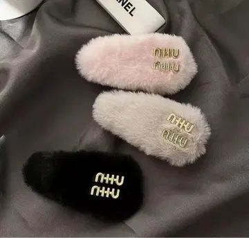 miu 퍼 헤어핀 3색 세트